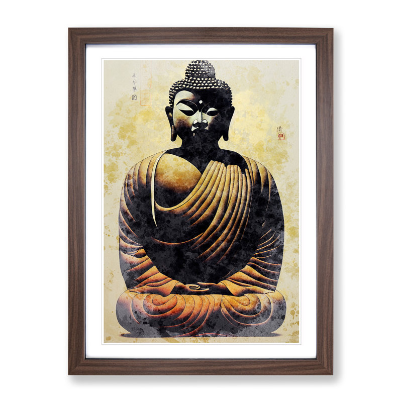 Mesmerising Buddha - Framed Print, 64cm H x 46cm W x 2cm D, Walnut