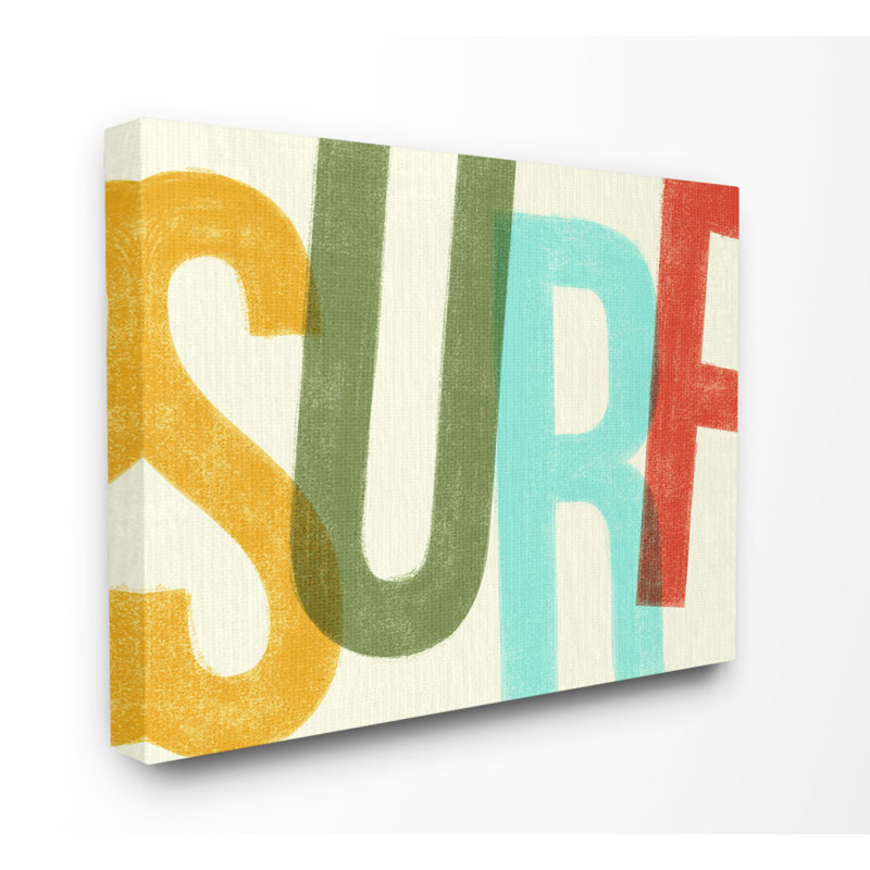 «Surf Print Modern Beach Textured Word Design», art textuel, Toile tendue, H 16 po x l 20 po