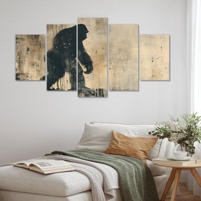 Silhouette d'ombre noire et noire Bigfoot - ensemble de décorations murales Bigfoot
