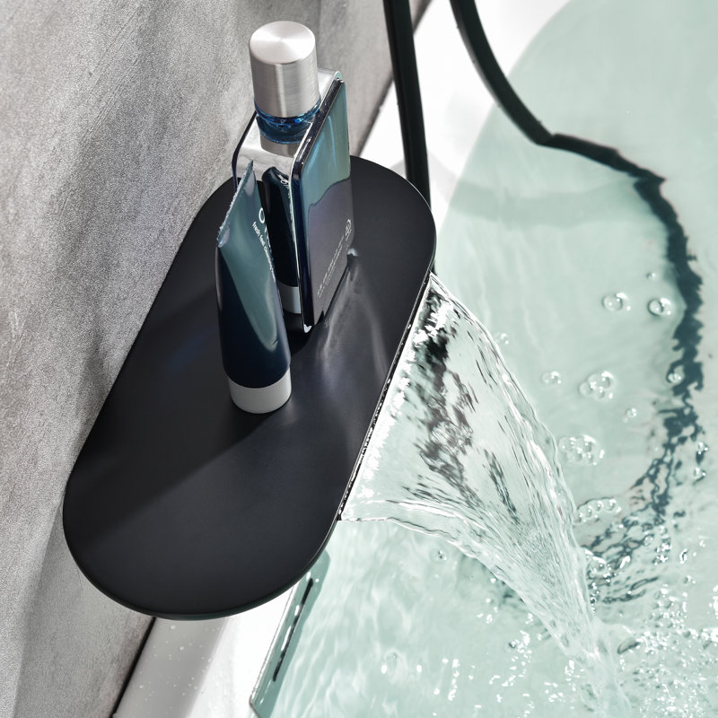 1 Handle Wall Waterfall Faucet with Diverter, Black