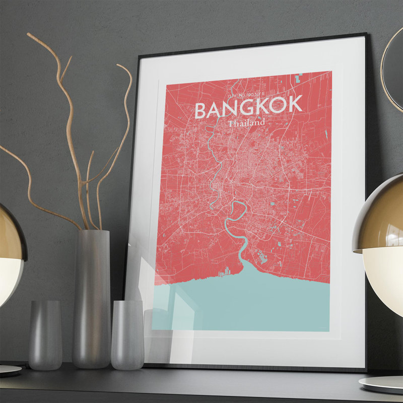 Bangkok City Map In Maritime - No Frame Print, 36cm H x 24cm W x 0.05cm D
