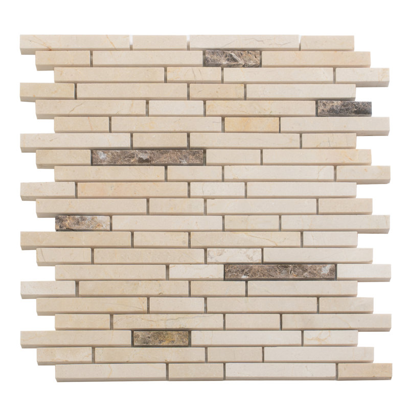 11.6" X 12" Linear Marble Mosaic Tile, Beige