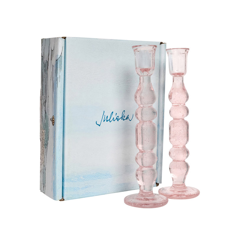 Provence Candlestick, 9" H x 2.5" W x 2.5" D, Blush
