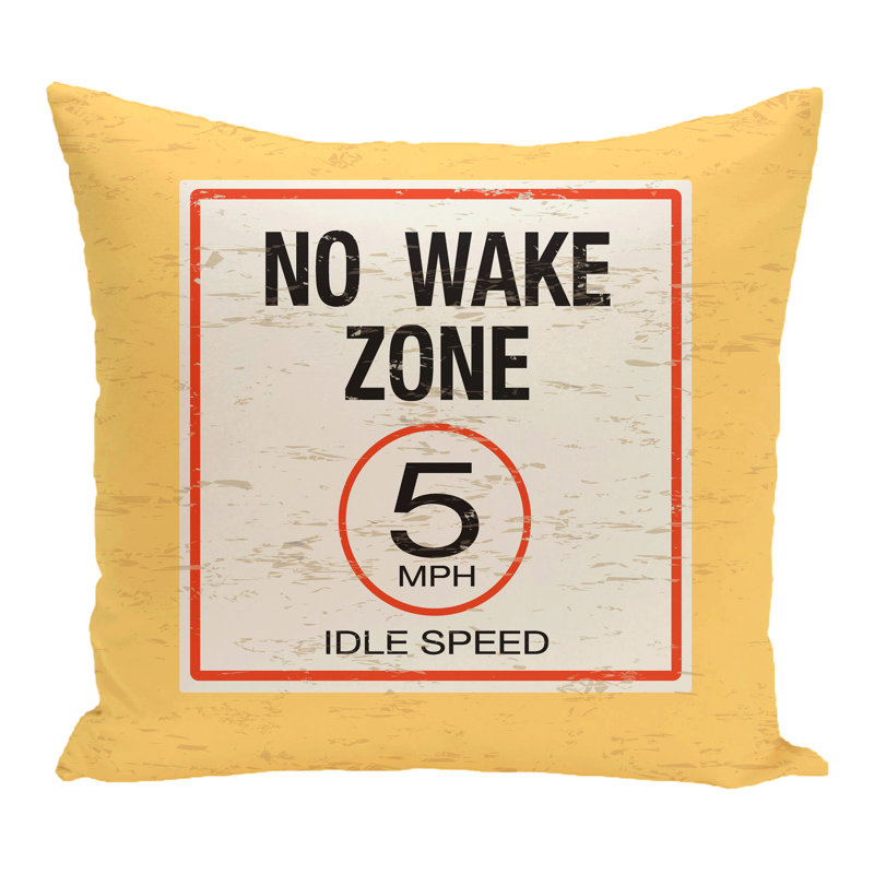 Surf, Sand, & Sea No Wake Word Square Pillow Cover & Insert, 20" H x 20" W, Yellow