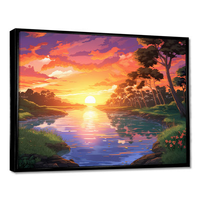 Glorious Sunset Over Holland River - Lake Wall Art Decor