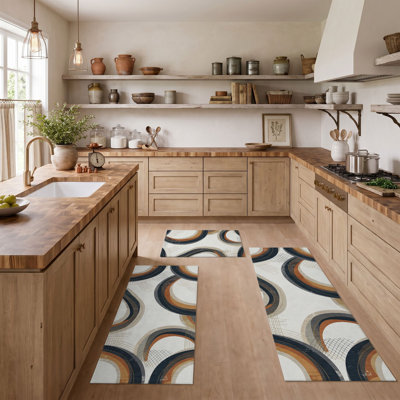 Abstract Arcs Non-Slip Washable Kitchen Mats