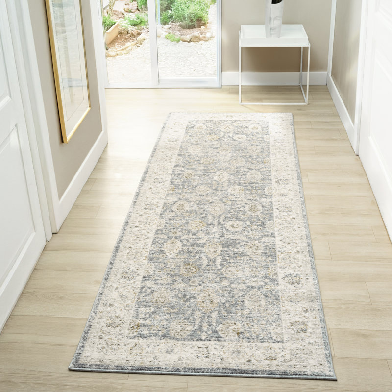 Beatrice Traditional Bordered Floral Filigree Performance Woven Indoor Area Rug, 2'7" x 7'10"