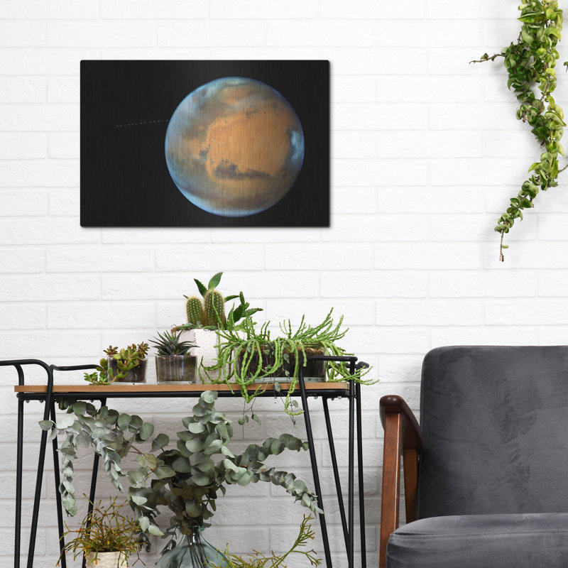  «Mars avec la lune» par le télescope Hubble de la NASA, art mural en métal, 24 po x 16 po, H 12 po x l 16 po
