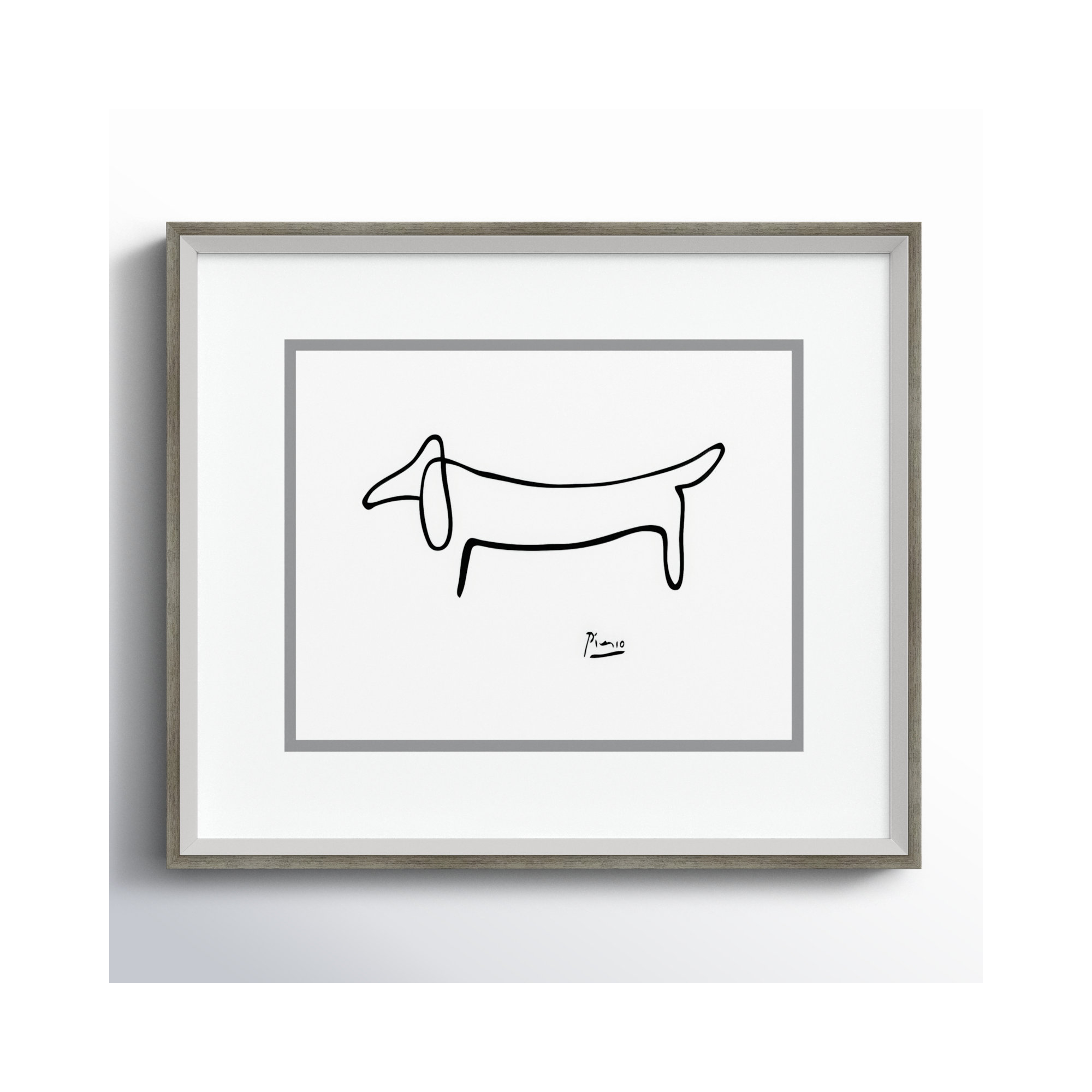 Le Chien (The Dog) by Pablo Picasso, Svelte Matte White, 18" H x 21" W