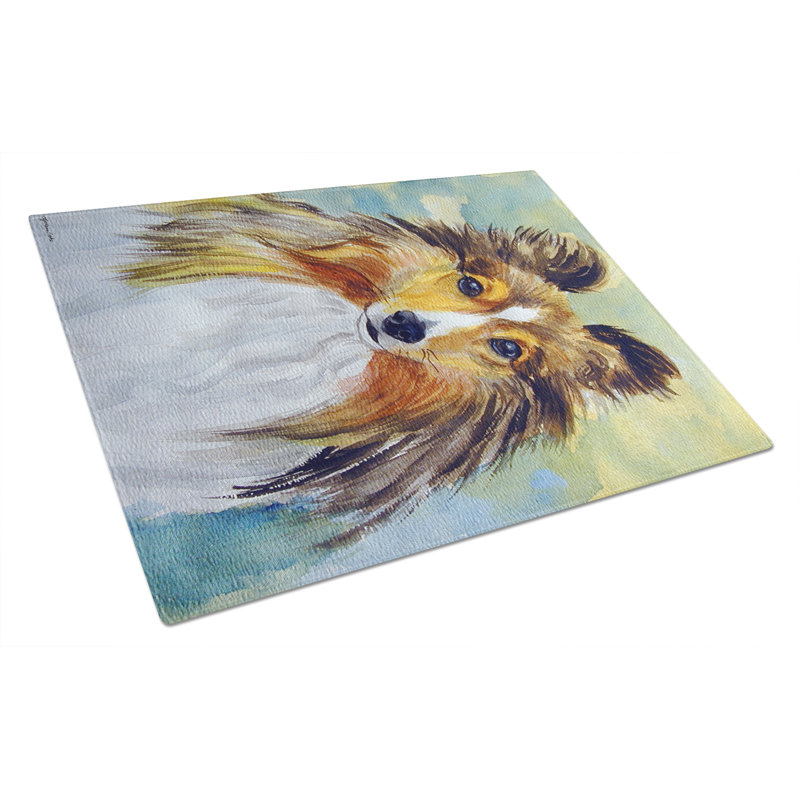 Planche à découper toby sheltie en verre trempé caroline
