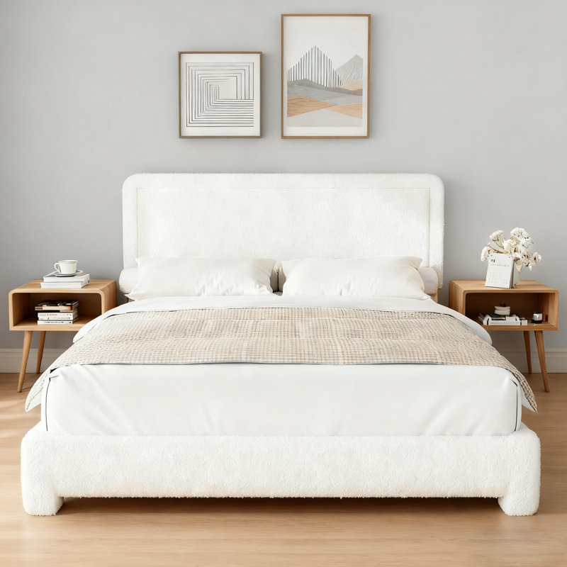 Cordoba Upholstered Platform Bed with Adjustable Headboard, Gray, Full / Double