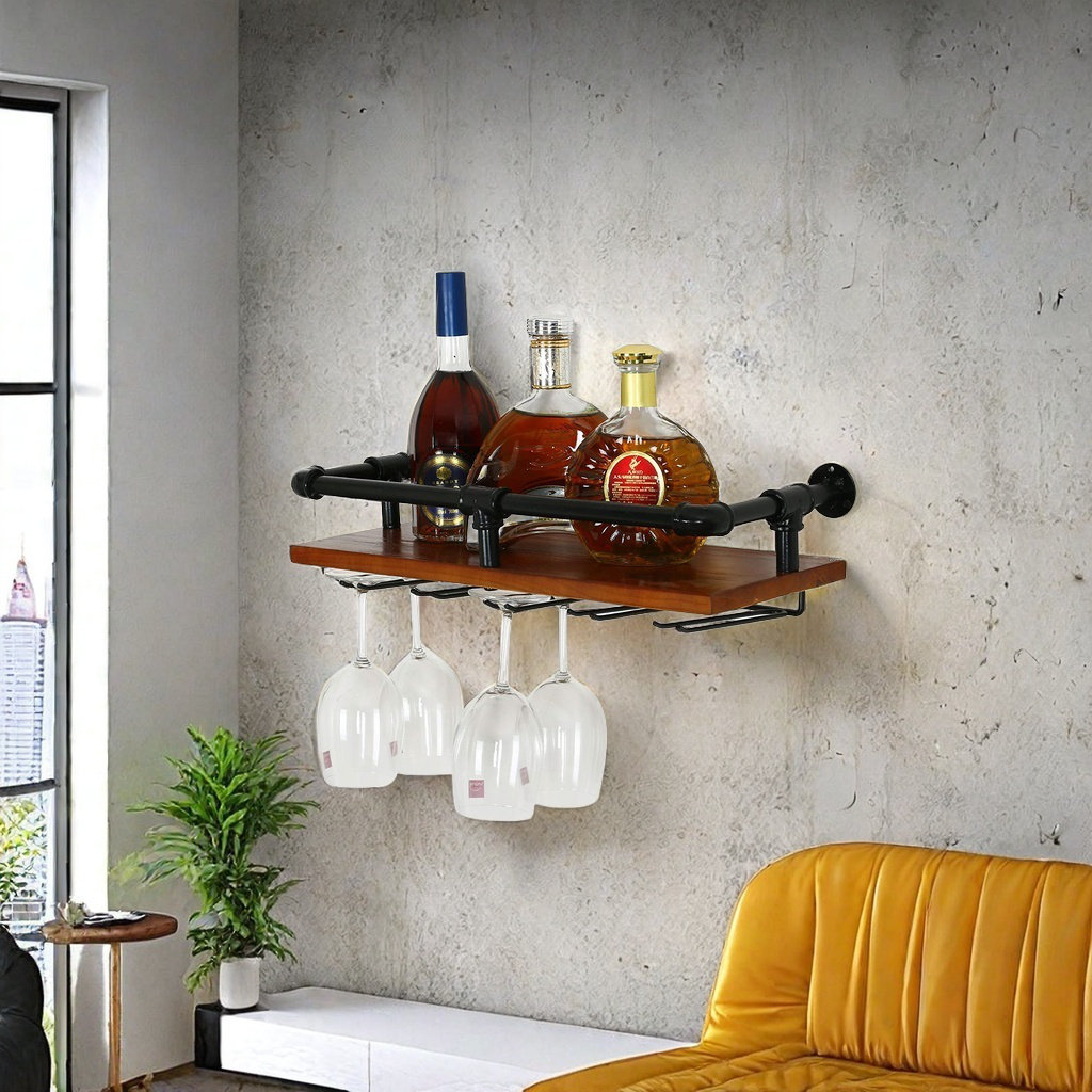 Williston Forge Industrial Wall Mounted Wine Rack, Wine Bottle