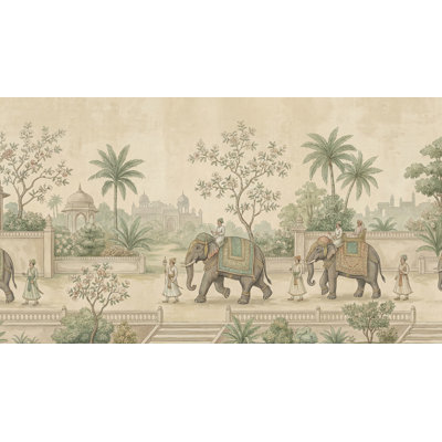 Indian Procession Wallpaper Elephants Architecture Wall Mural