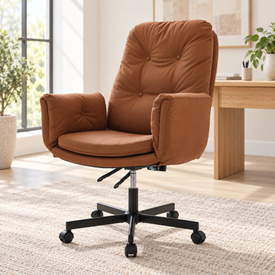 Chaise de bureau croisée à haut dossier avec accoudoirs et roues réglables