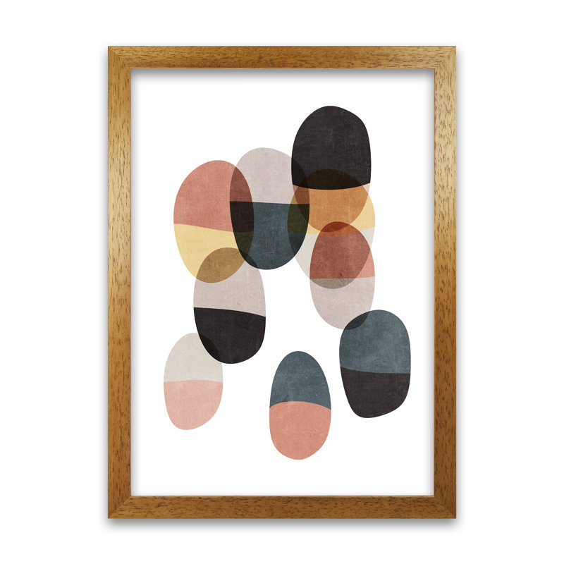 Abstract Shapes Art Original - Print, 59cm H x 42cm W x 3cm D, Oak Frame