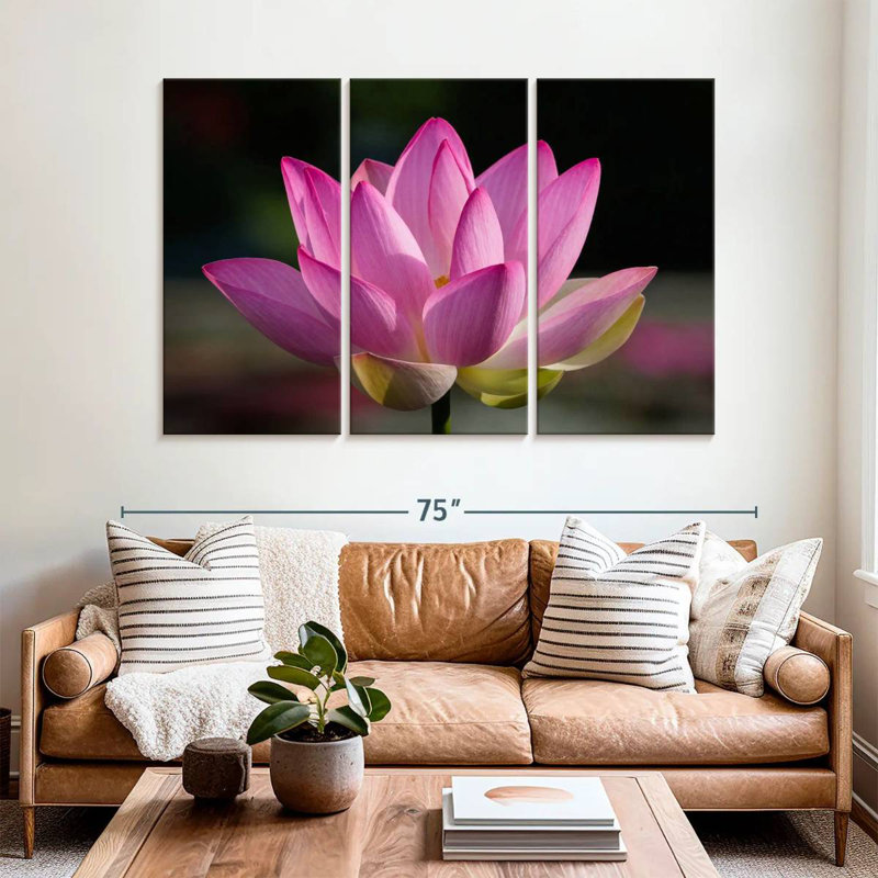 Harnek précieuse fleur de lotus rose, H 42 po x l 65 po