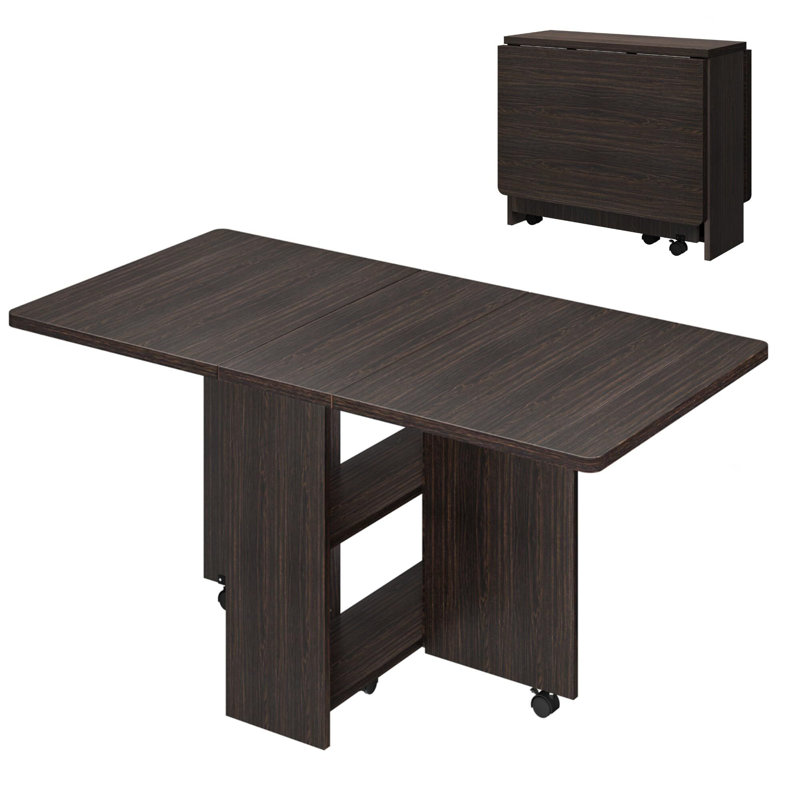 Extendable Oak Dining Table, Dark Walnut, Dark Walnut, 29.5" H x 31.4" W x 51.1" L