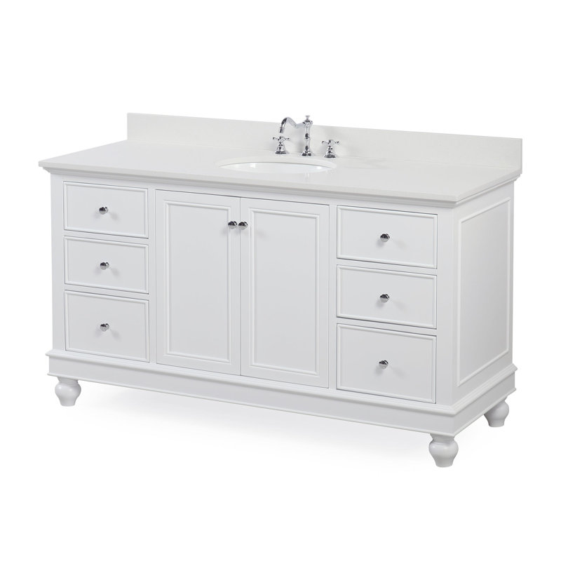 Ensemble de meuble-lavabo simple 60 po Ferdinand, Blanc, Quartz