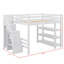 Lit mezzanine avec tablettes intégrées, escalier de rangement, garde-robe compacte et éclairage à DEL-2095695441