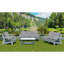 Causeuse avec coussin, canapé de jardin extérieur grain de bois, blanc / gris