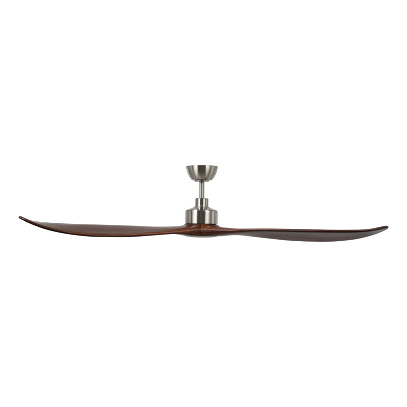 Ventilateur de plafond Zionne, Nickel brossé, H 80 po x l 72 po x P 72 po, Bois brun foncé