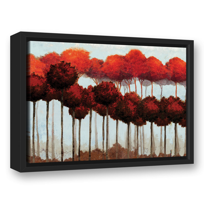 « line trees », reproduction de peinture à l’acrylique sur toile tendue, H 12 po x l 16 po, Cadre noir