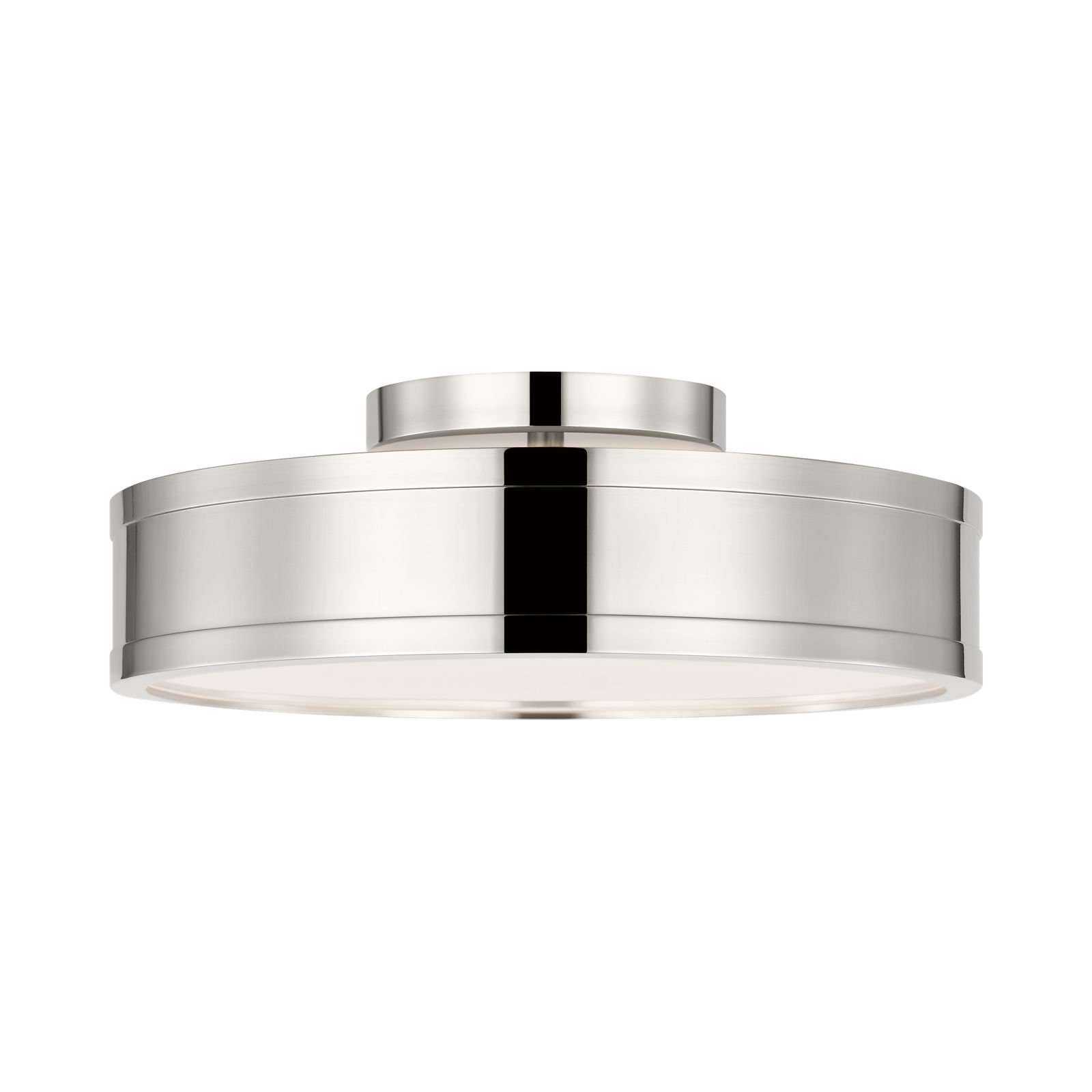 Radcliff Round Semi Flush, Polished Nickel, 4" H x 12" W x 12" D