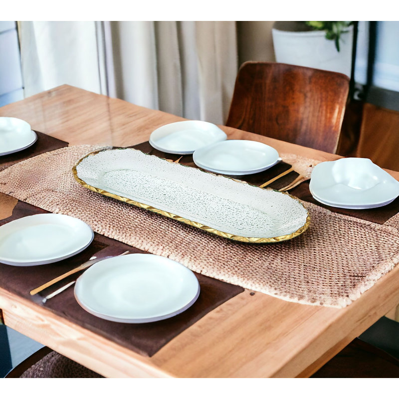 Harper Gold-Lined Crystal Oval Serving Tray