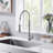 Euro Collection High-Arc Single Handle Kitchen/Bar Faucet with 2-Function Pull-Down Spring Spout Sprayer - Brushed Nickel-36866004