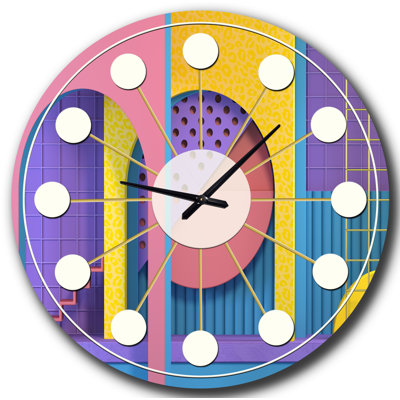 Abstrait architecture géométrique rétro - horloge murale moderne Mid-Century