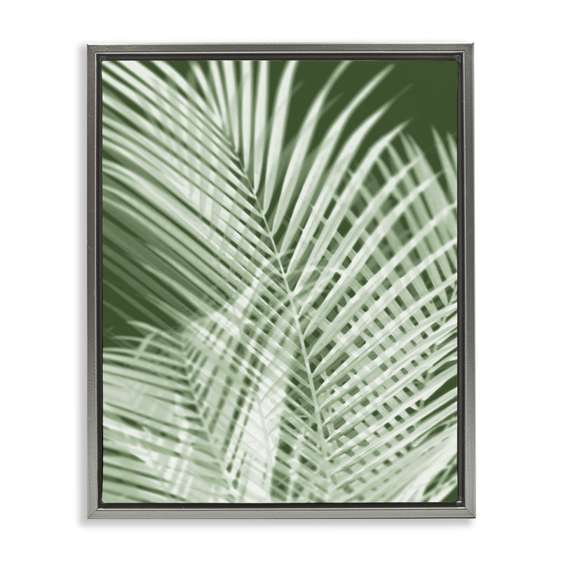 «Green Palm Leaves» par Melonie Miller, H 31 po x l 25 po, Cadre flottant gris lustré