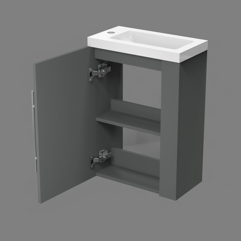 Nikkea 440mm Single Bathroom Vanity with Drop In Resin Basin, Grey