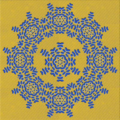 Tapis bleu/jaune à motifs