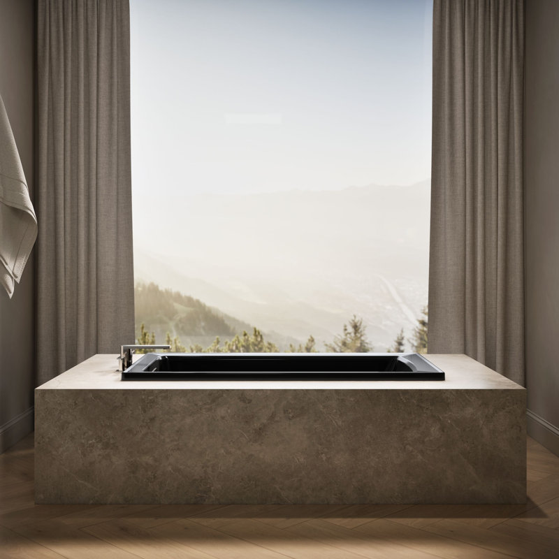 Archer 60" x 30" Drop-in Soaking Bathtub, Black