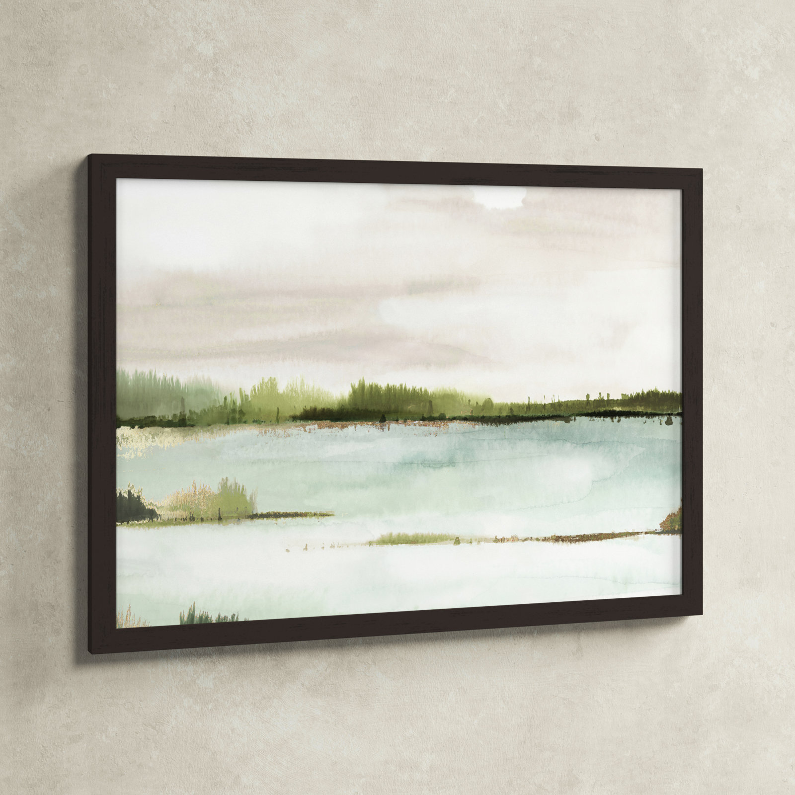 Silent Lake, 26.5" H x 36.5" W x 1.12" D, Walnut Framed
