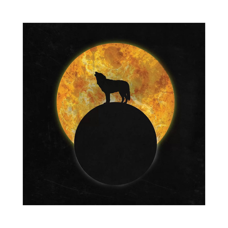 Wolf On The Moon by Barruf - Wrapped Canvas Gallery-Wrapped Canvas Giclée, 30.48 cm H x 30.48 cm W