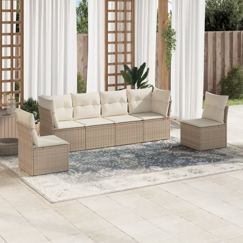Ensemble de canapé de jardin, Beige, Noir