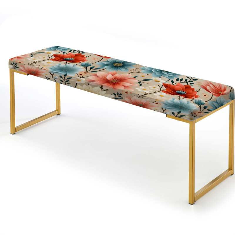 Rétro Blooms aux couleurs pastel vibrantes - Banc rembourré floral doré