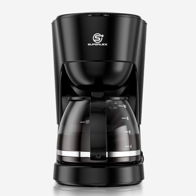 SUPERLEX Filter Coffee Machine, 1.25L Drip Coffee Maker 600W with Keep Warm | Fast Brewing, Anti Drip, Reusable Nylon Filter, Automatic Turn-Off, Boil Dry Protection, Black Design