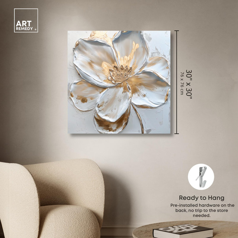 «Ivory White II», art floral élégant par Art Remedy, Toile tendue, H 30 po x l 30 po x P 1,5 po