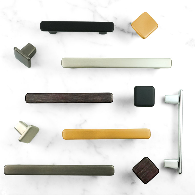 Satin Nickel Square Cabinet Knob Set with Mounting Hardware