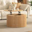 Table basse ronde à plateau relevable, décor moderne en bois cannelé avec rangement caché pour un salon polyvalent-72063360