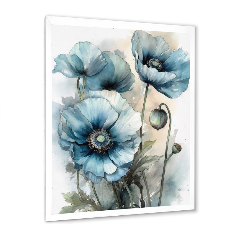 Radiance souvenir de coquelicot II sur toile, Cadre simple blanc, H 20 po x l 12 po x P 1 po