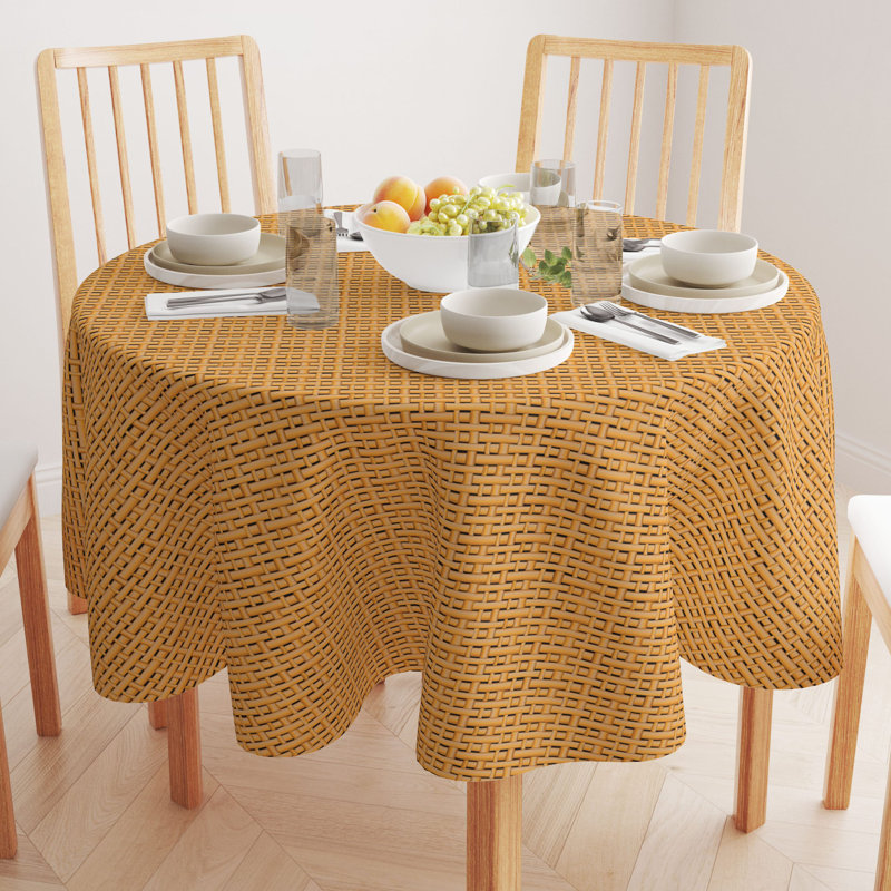 Vicknair Geometric Round Tablecloth, 102" x 102"
