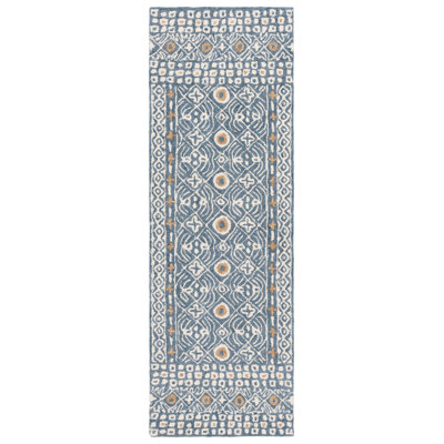 Mallisa Hand Tufted Wool/Cotton Geometric Rug in Blue
