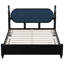 Structure de grand lit, plateforme en bois avec lattes, tête de lit tapissier bleu marine et noir, aucun sommier moderne requis-1601016853-1601016855