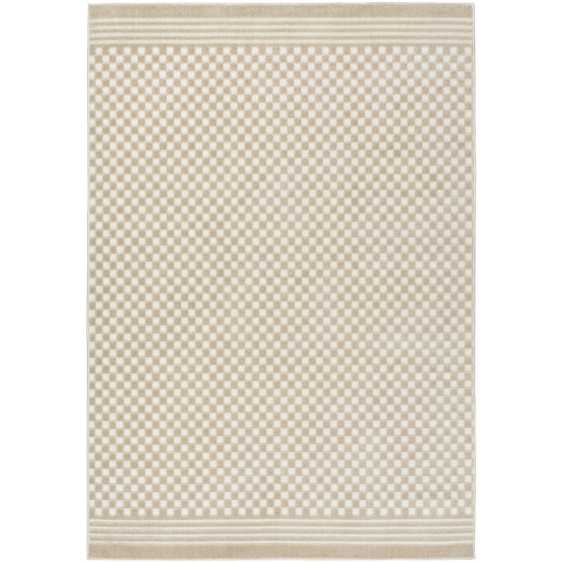 7' X 9' Beige Geometric Area Rug