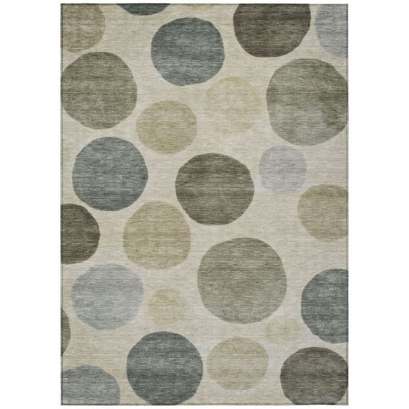 3' X 5' Taupe Beige And Ivory Geometric Washable Indoor Outdoor Area Rug