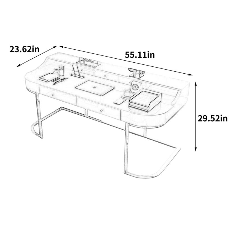 Bureau unique de style français, H 29,52 po x l 55,11 po x P 23,62 po