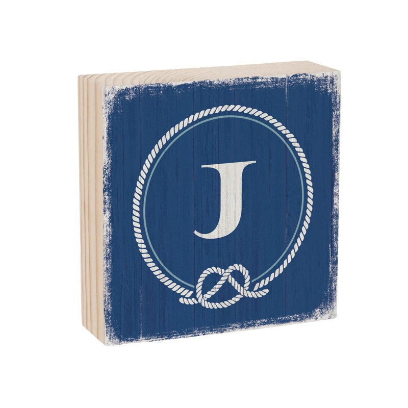 Coastal Wooden Plock Monogram Nautical 6" J